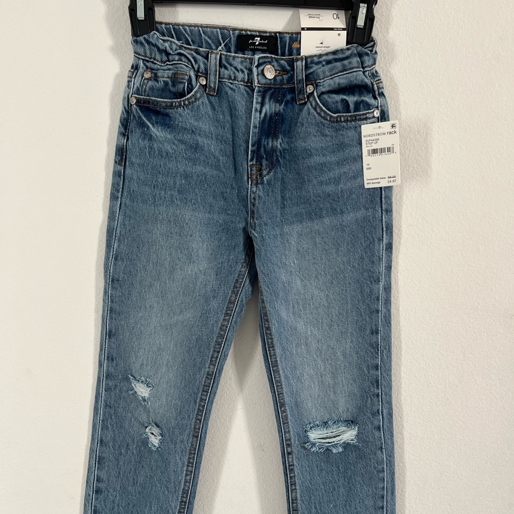 Size 10 girls blue jeans with adjustable waist. 7 For all mankind brand.